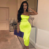 High Waist Sexy Neon Backless Bodycon Dress - ExquisiteElla