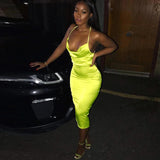 High Waist Sexy Neon Backless Bodycon Dress - ExquisiteElla